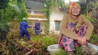 The blind old lady is incapable of cleaning - help her cut the overgrown grass