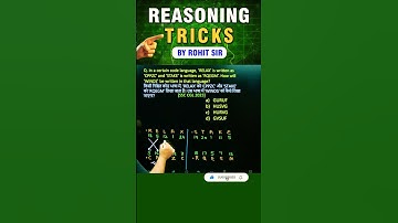 CODING DECODING | REASONING BY ROHIT SIR | #shorts #ssc #reasoning #radianmensa