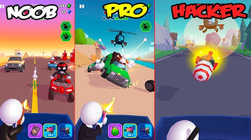 Rage Road Car Shooting Game - NOOB vs PRO vs HACKER