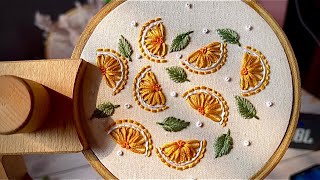 Orange slices embroidery tutorial || How to embroider || embroidery for beginners - Let’s Explore