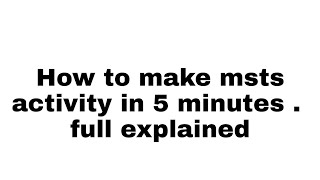 How to make msts activity in tsre 5 l Make activity in 5 minutes fully explained
