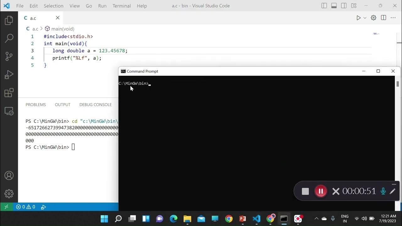 long double c program giving long number as output || how to execute ...