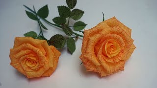 FLOR DE PAPEL CREPE - Cómo hacer Rosa - Flores de papel /hermosas Rosas de papel/manualidades