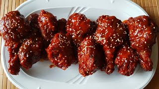 Crunchy Korean drumsticks  دبابيس الدجاج الكورية المقرمشة بالصلصة الكورية الحلوة الحارة #shorts