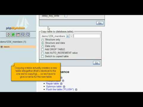 Copying a database table with phpMyAdmin