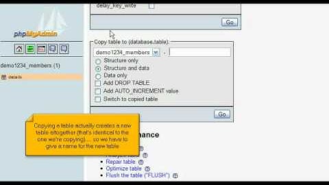Copying a database table with phpMyAdmin