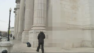 Union Station defaced with drawings of swastikas outside building