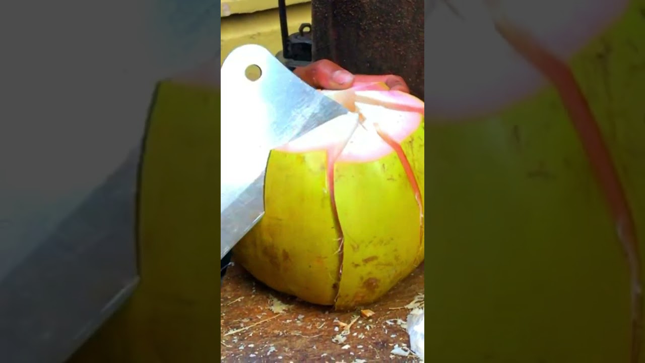 So Satisfying Red Coconut Cutting Skill