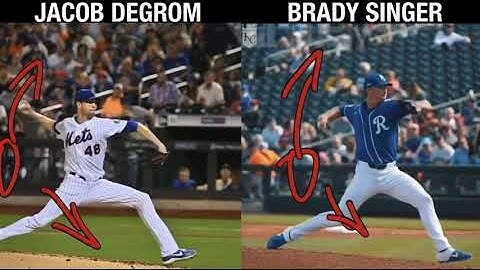 Jacob deGrom + Brady Singer - Forward Momentum + Drive Leg Stability Breakdown | ROBBY ROWLAND
