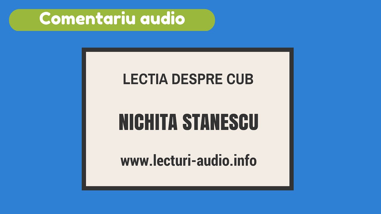 Nichita Stanescu Lectia Despre Cub Comentariu Audio Pentru