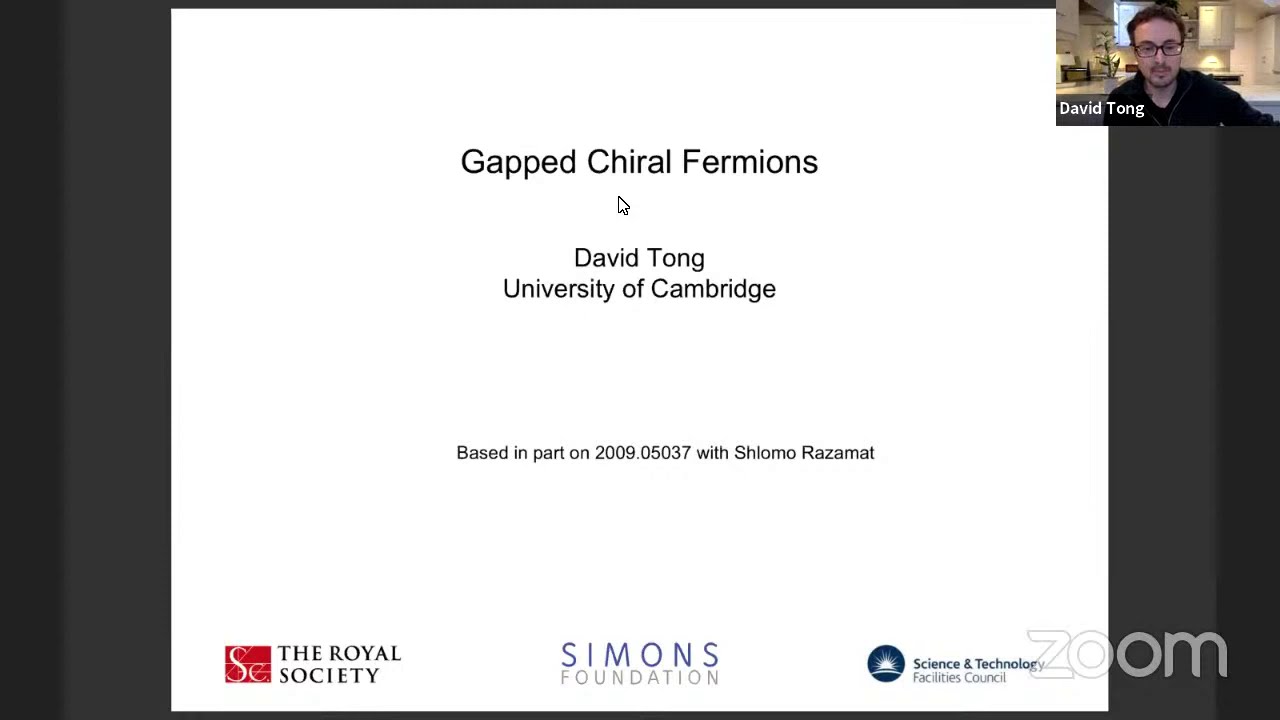 David Tong (U Cambridge) Gapped Chiral Fermions @Harvard CMSA 12/22/2020