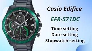 How to set time,date & stopwatch on Casio Edifice EFR-571DC.TrendWatchLab.