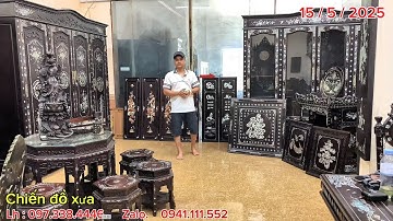 16/5/2025 tủ áo khảm ốc, tranh gỗ trắc, bàn thờ thần tài, ghế cẩm lai, khay trà, tượng