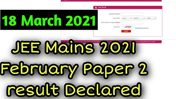 JEE Main 2021 February paper 2 result Declared #b_arch_result_2021 #jee_main_paper_2_result_2021