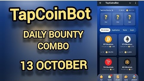 Tapcoin daily bounty 13 October | Tapcoin daily combo | Tapcoin lucky code
