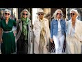 Street fashion italyspring 2024for elegant age 50 60 70 in milan best selection 4k60fps vogue