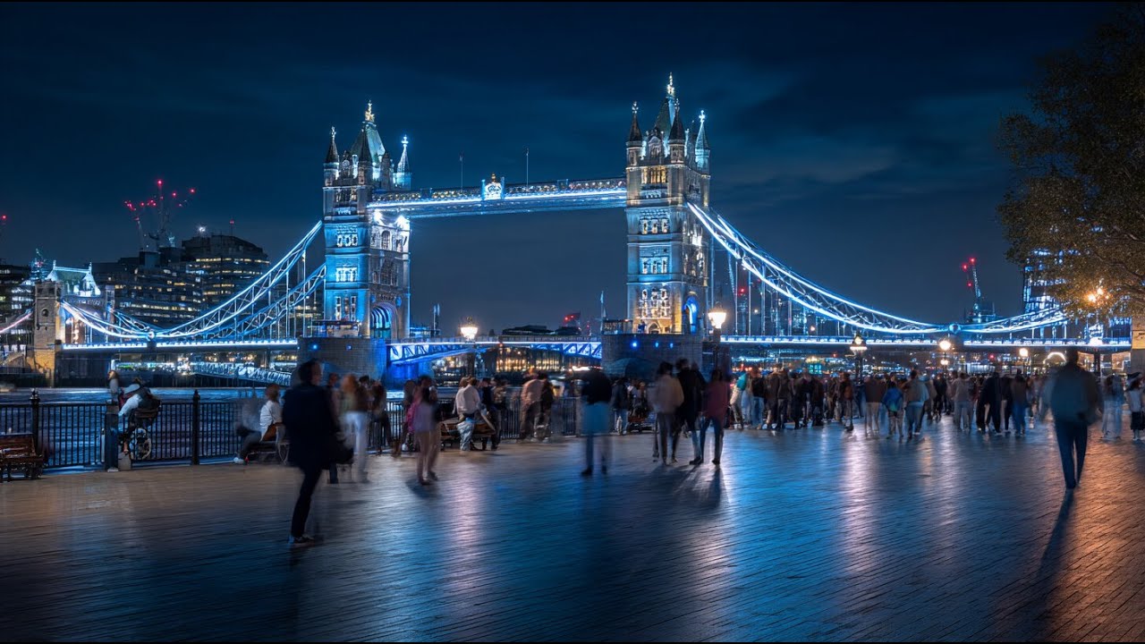 London 4K Night Walking Tour | Tower Bridge and Thames Riverside Experience