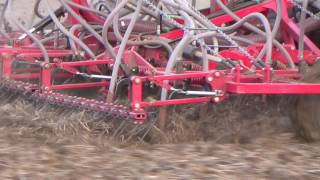 BROCK 8m tine drill drilling beans near Clavering, Essex