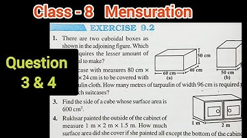 class 8th mensuration exercise 9.2 | class8maths #maths #mensuration