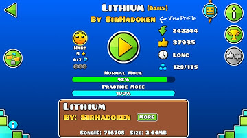 Geometry Dash¶ Daily Level ¶ Lithium by SirHadoken 100 %
