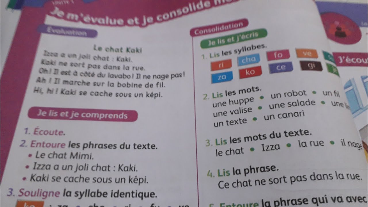 Évaluation unité 1 mes apprentissages en français 3 page 40 - YouTube