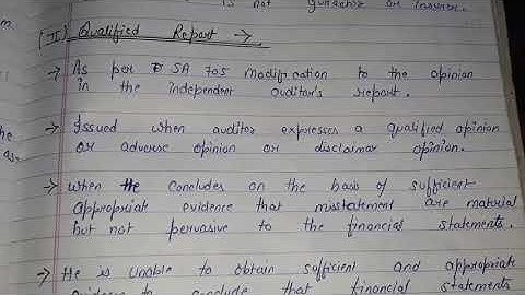 AUDITING|| MEANING OF QUALIFIED REPORT||CHAPTER-19| PART-134||HANDWRITTEN NOTES||SSCOACHING||