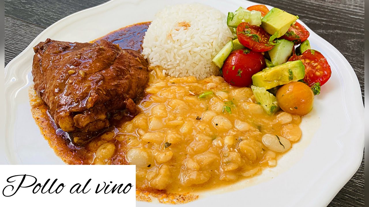 Pollo  al vino con pallares -cocina peruana- Receta