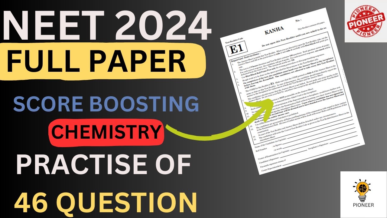 NEET Chemistry 45 MCQ Most Expected Questions 2024 | Chemistry Full ...