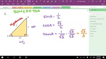 Algebra 2 - 10.1 Right Triangle Trigonometry