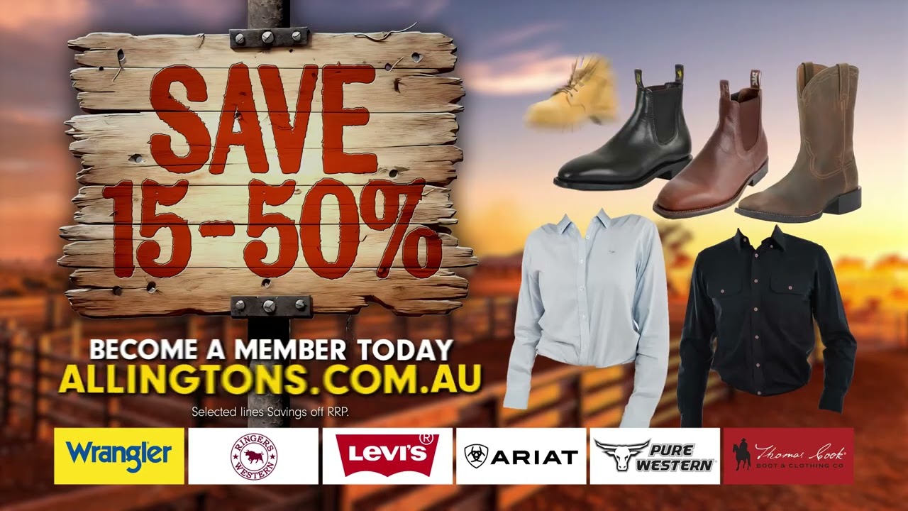 Round Up Member Sale | 15–50% Off Country, Work & Western Wear | Allingtons 2026