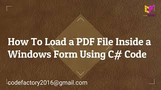 How to load a pdf file inside a form using C#