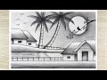 How to draw sunset scenery with pencil pencil drawing for beginners