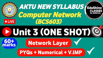 Computer Network Unit 3 One shot BCS603 | Network Layer Unit 3 One Shot AKTU | EduShine Classes