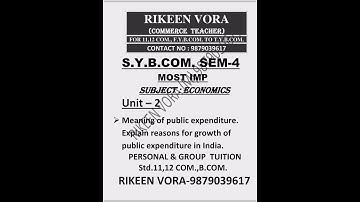 Most Imp for S.Y.B.Com.Sem-4 Economics (Unit 2)
