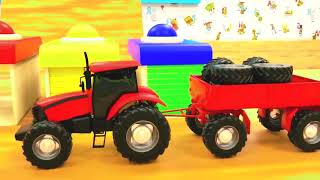 🟡🟢 LEARN COLORS with Super Fruits Cars Trucks Vehicles Wheel Stick - Cars Trucks Cartoon Assembly 🟡🟢