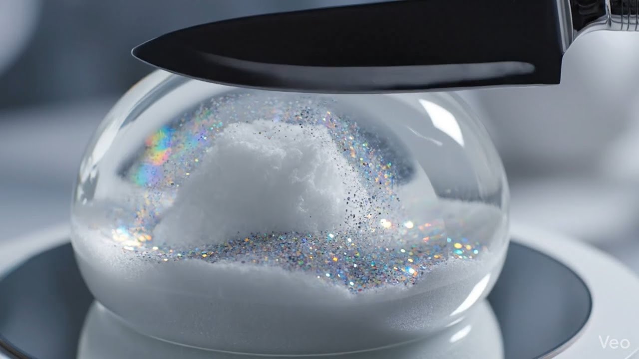 クリスタルケーキをカットする心地良い音/The satisfying sound of cutting crystal cake