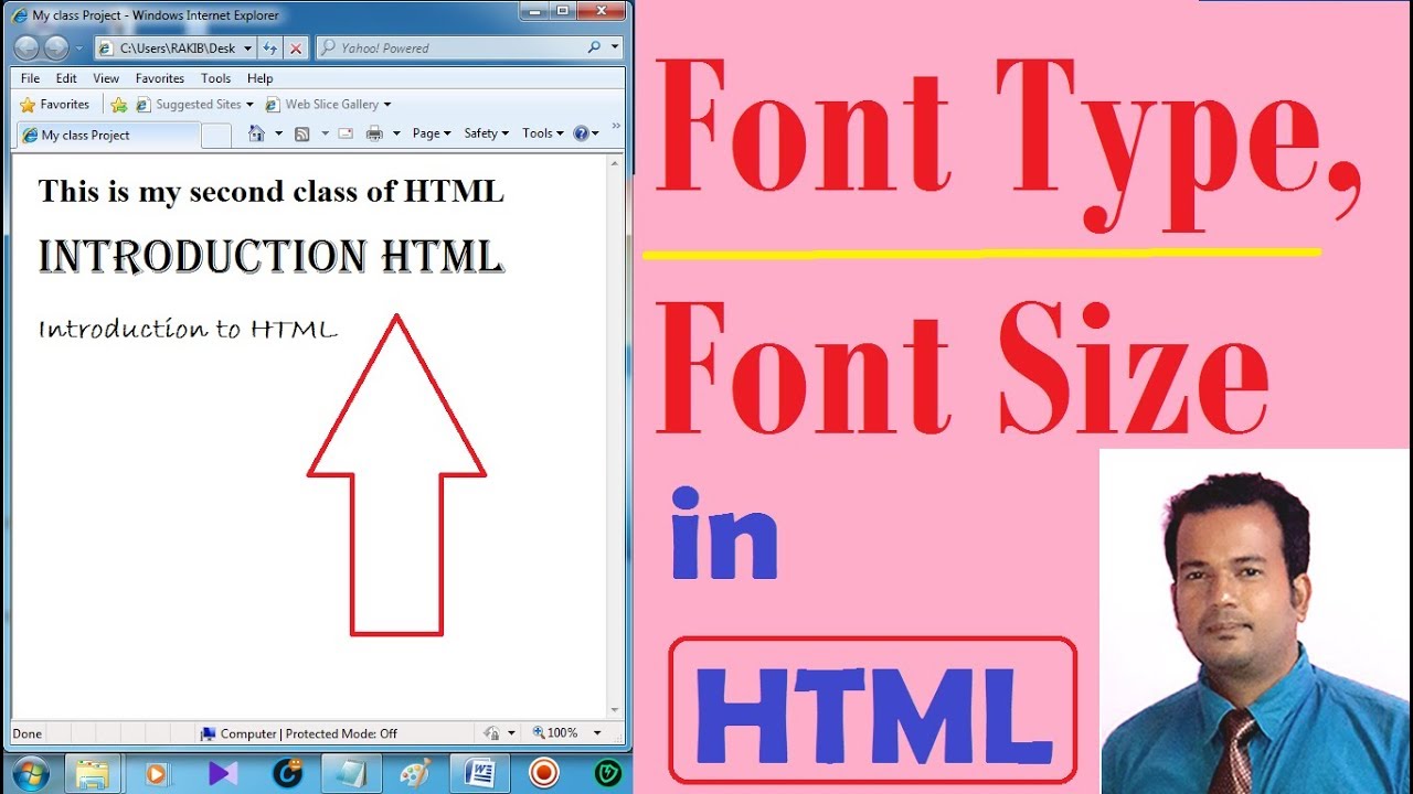 Font Type, Font Size Changing In Html - Lesson 2