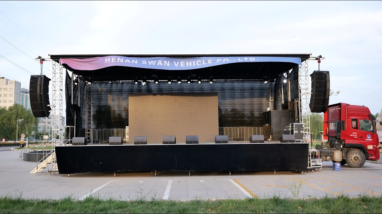 13m Full-Automatic Mobile Stage Trailer by SWAN VEHICLE - YouTube