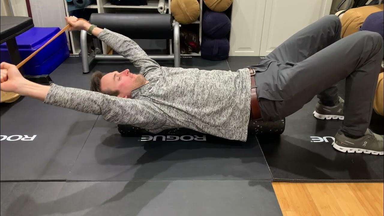 Supine hooklying overhead mobility on foam roller YouTube