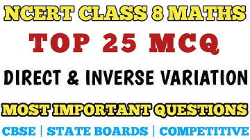 Best MCQ Class 8 Direct And Inverse Proportions || NCERT Maths Class 8 Chapter 13 // Class 8 Maths