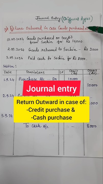 Return Outward Journal Entry For Credit Purchase Journal Entry Class brunocelquinn