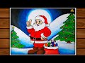 Christmas drawing very easy for beginners christmas painting  santa claus drawing