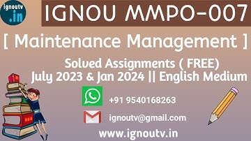 IGNOU MMPO-007 Solved Assignment July 2023 & January 2024 [FREE] || IGNOU MBA || IGNOU TV || IGNOU |