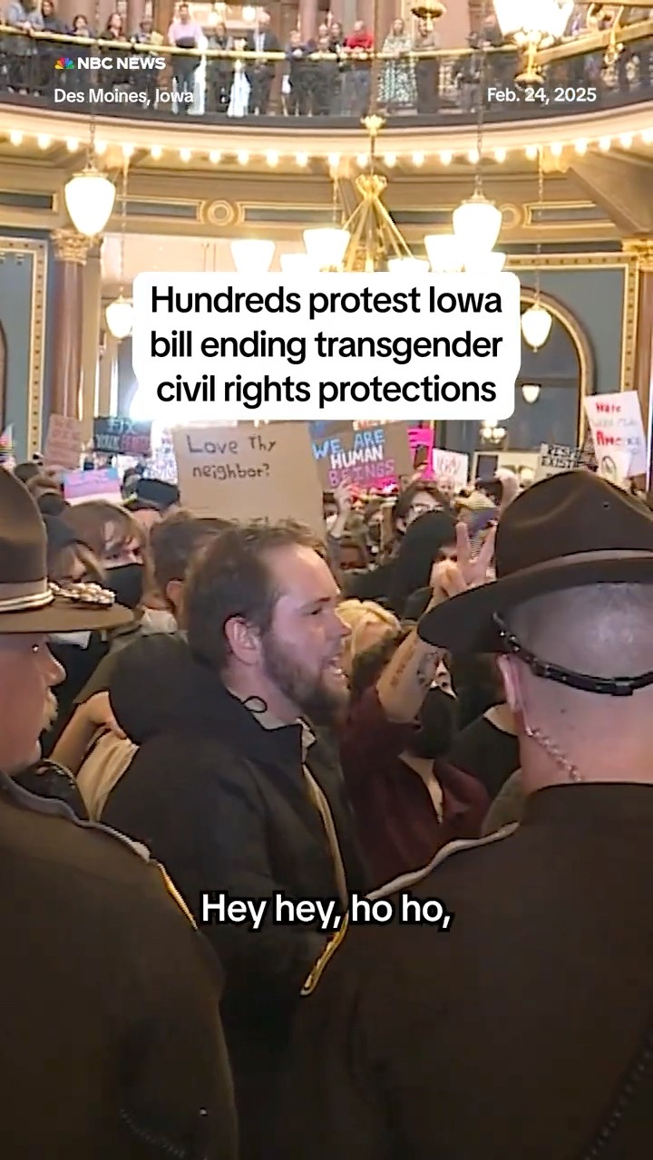 Hundreds protest Iowa bill ending transgender civil rights protections