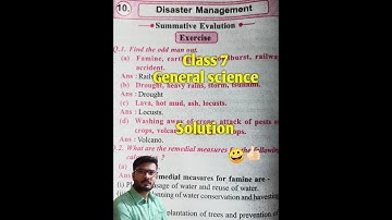Class 7 general science chapter 10. Disaster management exercise solution