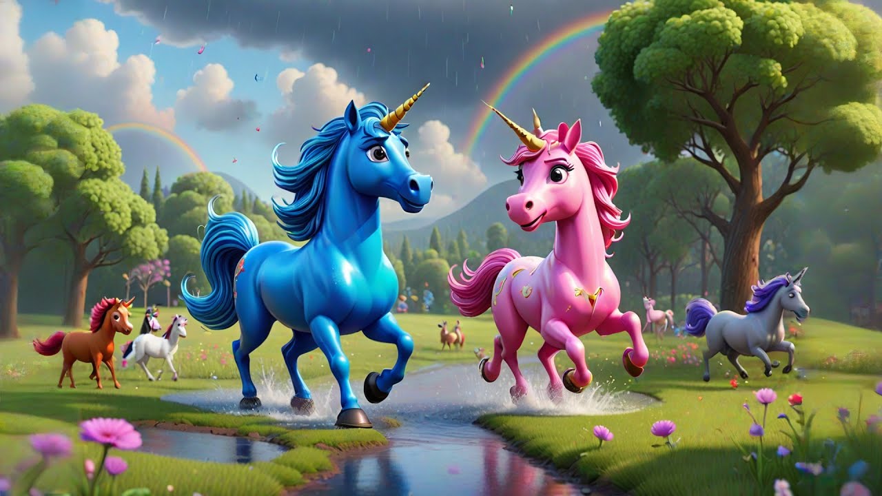 Five Little Unicorns Dance in the Rain | Magical Counting Song for Kids | Rainbow Fun with  Unicorns