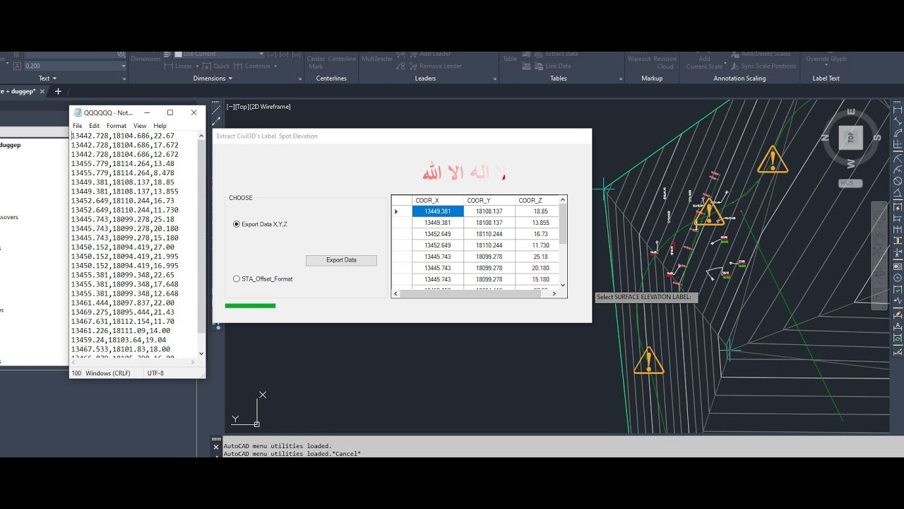 Extract Civil3D's Label Text Spot Elevation - YouTube