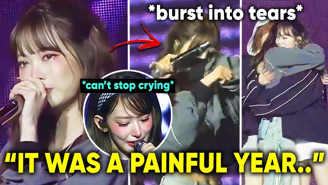 EUNCHAE stops singing & breaks down in tears, LE SSERAFIM cries over hate train [FULL SPEECH]
