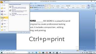 How to print a document Word 2007