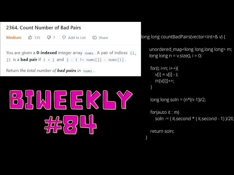 2264 LEETCODE Count Number of Bad Pairs || Biweekly contest || Best Explanation